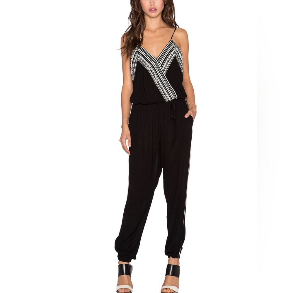 Greylin Inez Embroidered Boho Vibe Black Jumpsuit. Size: Small.